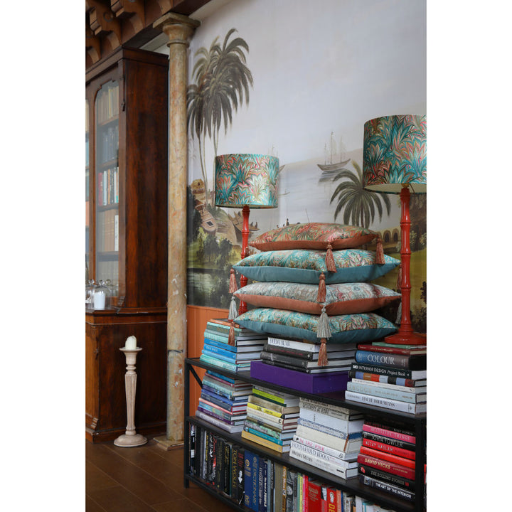 Turquoise Palm Velvet Lampshade