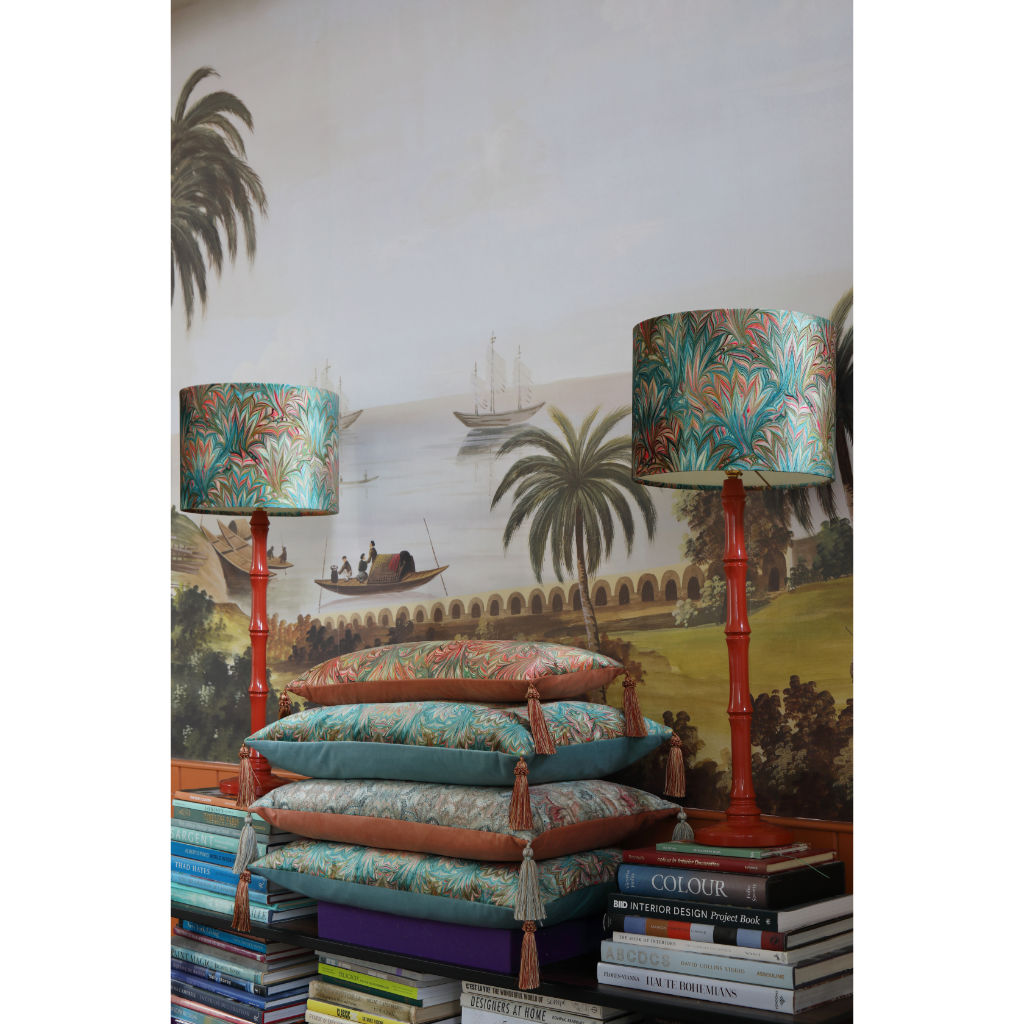 Turquoise Palm Velvet Lampshade