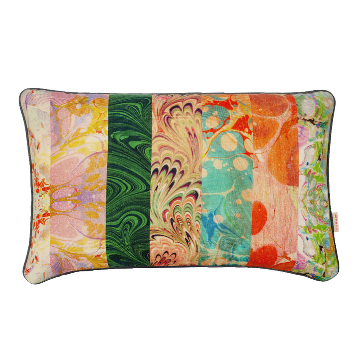 Patchwork Stripes Linen Large Oblong Cushion *Sample*