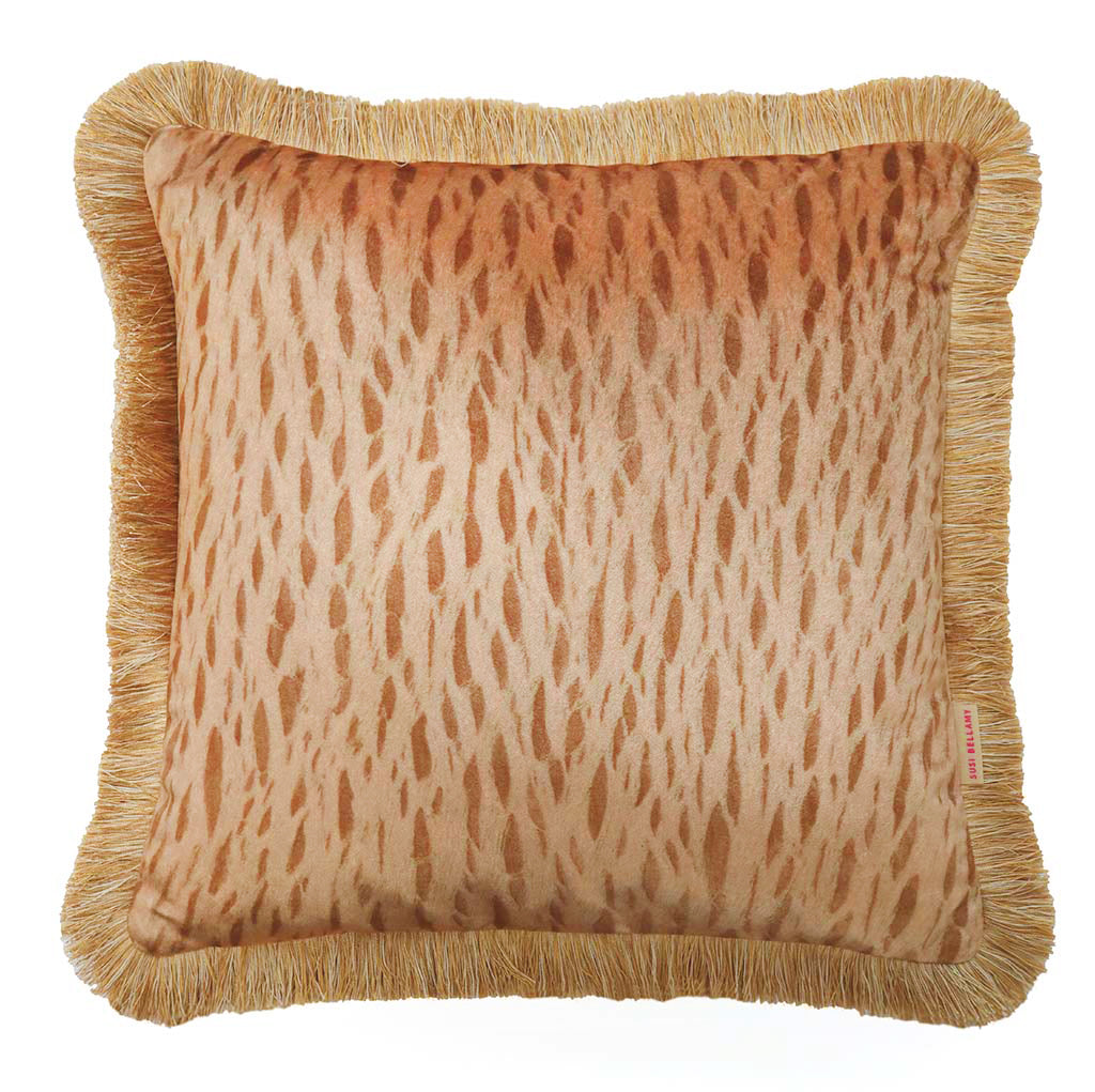 Ruched Wheat Veneer Velvet Square Cushion