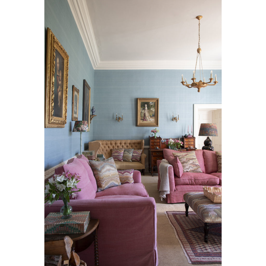 Teal Bouquet Large Linen Empire Lampshade