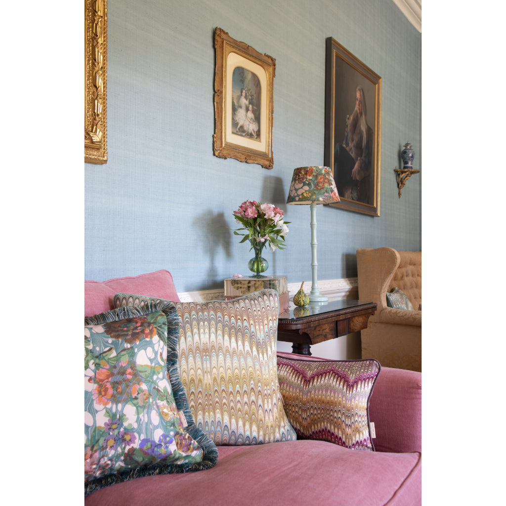 Blue Rose Marbled Linen Empire Lampshade