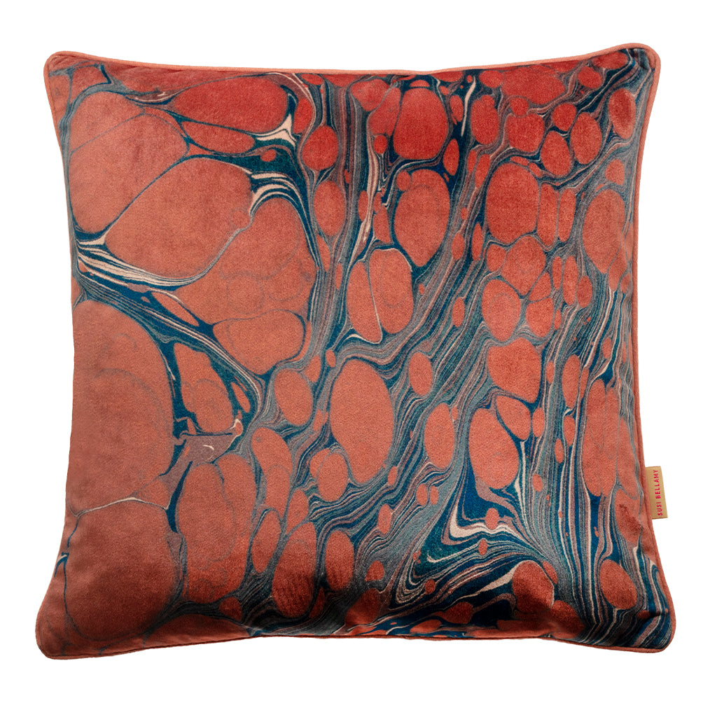tobacco cushions Ink Tobacco Marbled Velvet Square Cushion – susi-bellamy.com