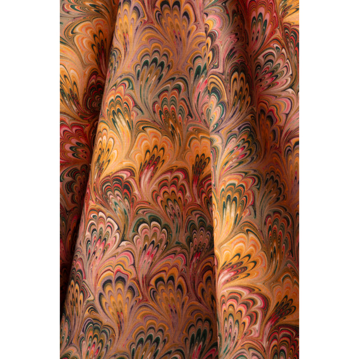Peacock Bouquet Linen Fabric