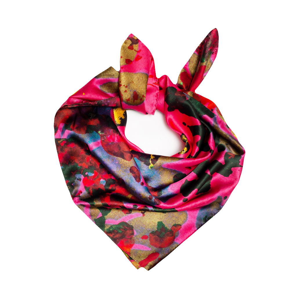 Pink Foliage Square Silk Scarf Susi Bellamy – - Main Image