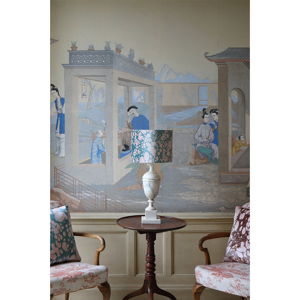 Aqua Mini Marbled Velvet Lampshade