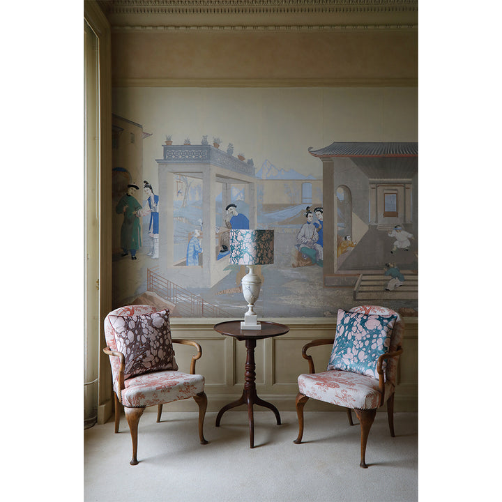 Aqua Mini Marbled Velvet Square Cushion