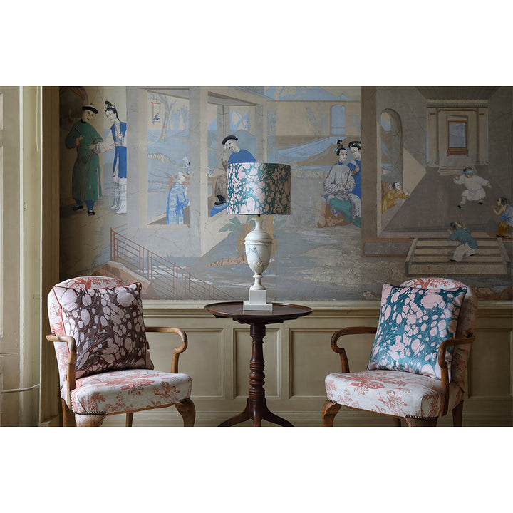 Aqua Mini Marbled Velvet Square Cushion