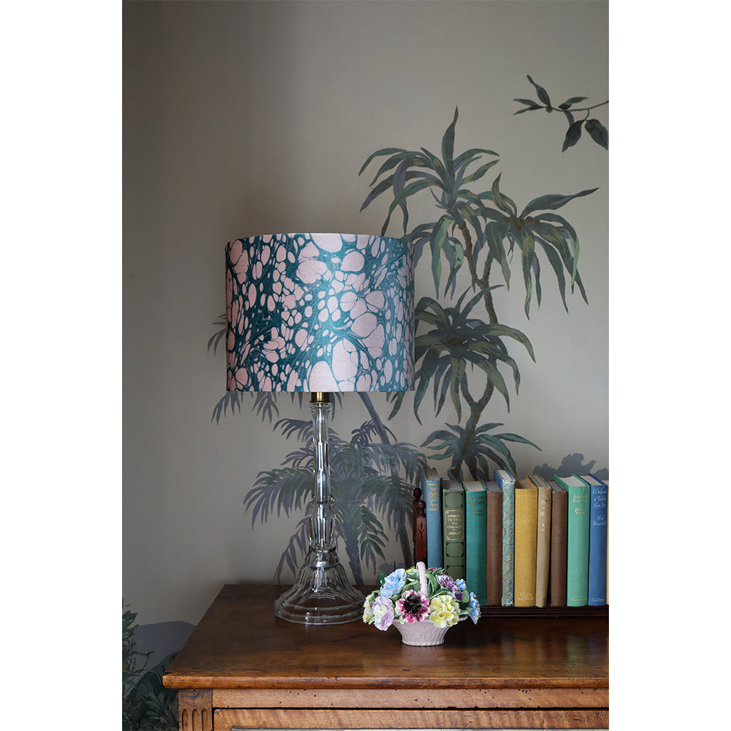 Aqua Mini Marbled Velvet Lampshade