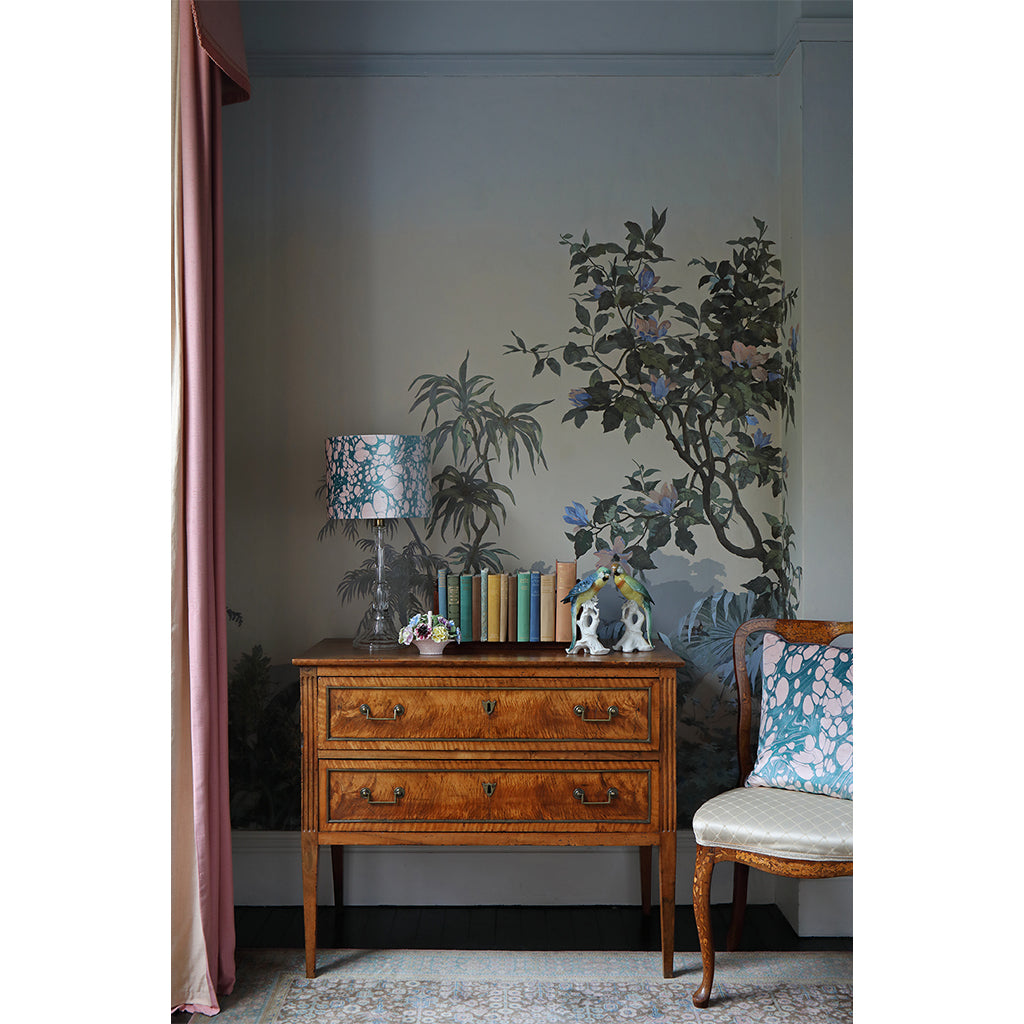 Aqua Mini Marbled Velvet Lampshade