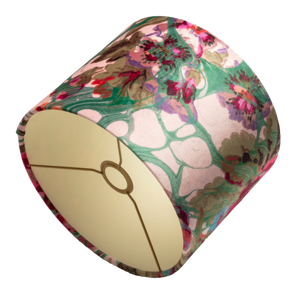 Pink Rose Marbled Velvet Lampshade