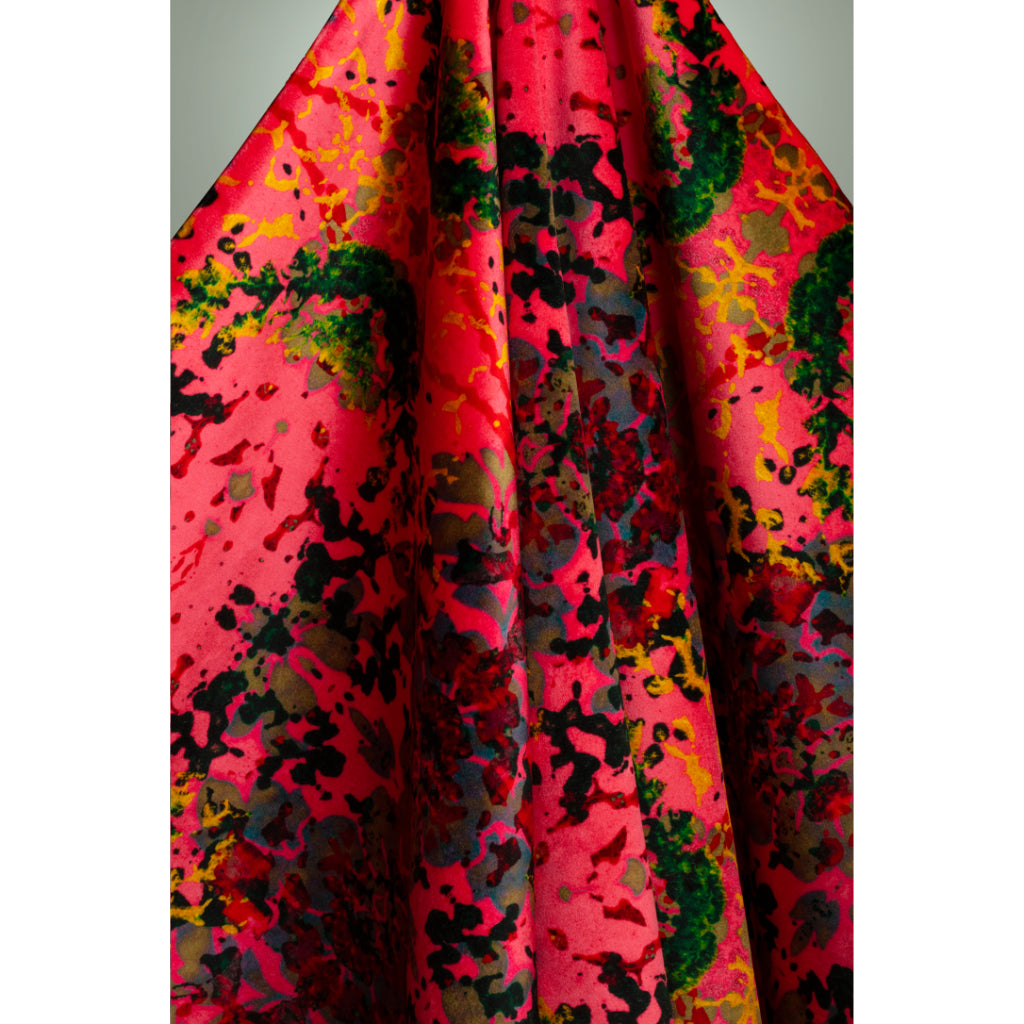 Pink Foliage Velvet Fabric