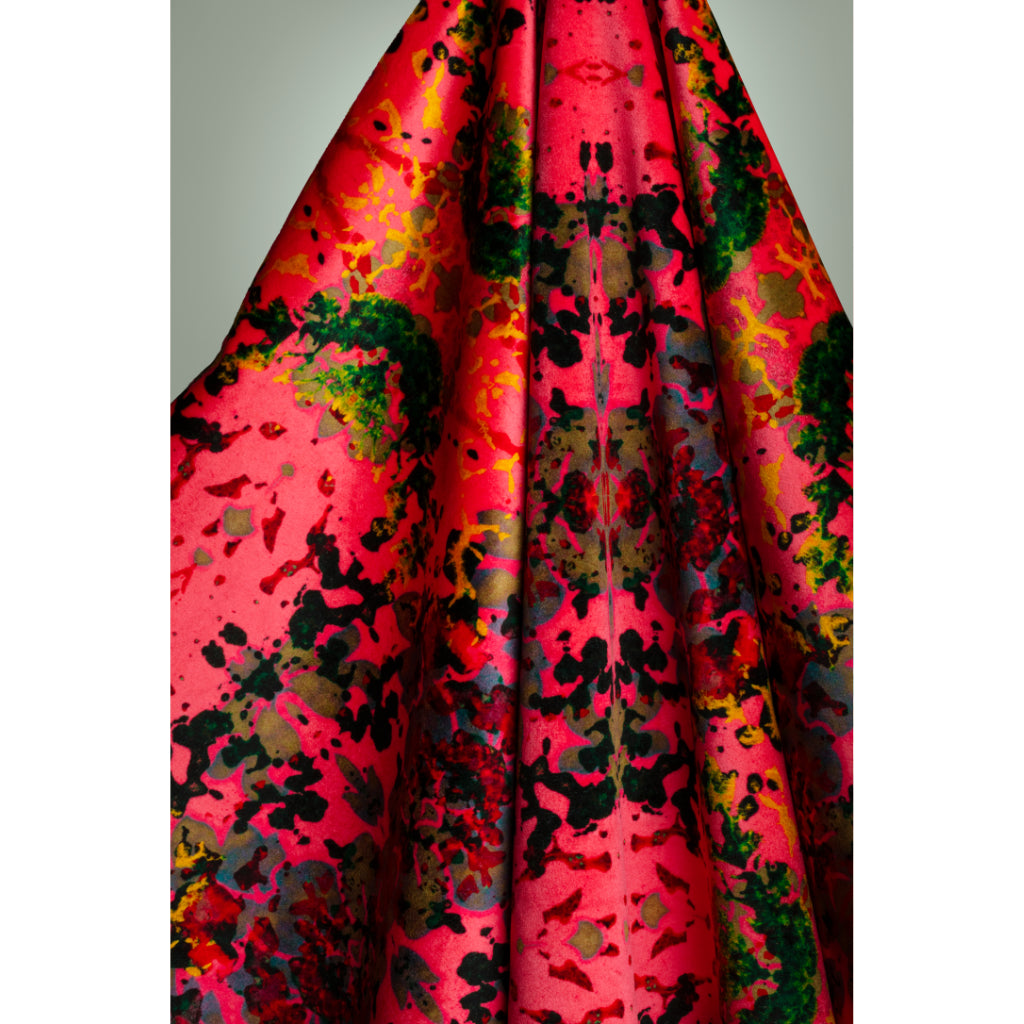 Pink Foliage Velvet Fabric