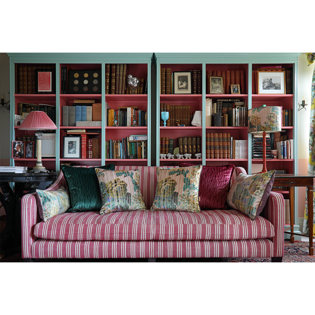 Spruce Veneer, Yellow Stripy Rose and Mulberry Veneer designer bed pillows