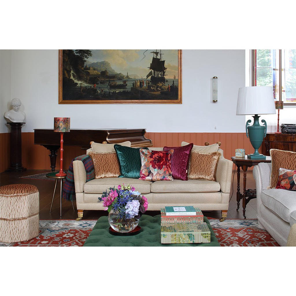 Spruce Veneer, wheat veneer, mulberry veneer and autumn rose marbled luxury designer pillows for sofa