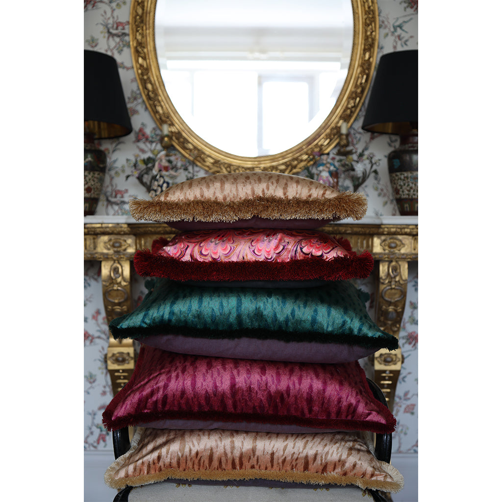 Spruce veneer, wheat veneer, mulberry veneer fringed luxury cushions