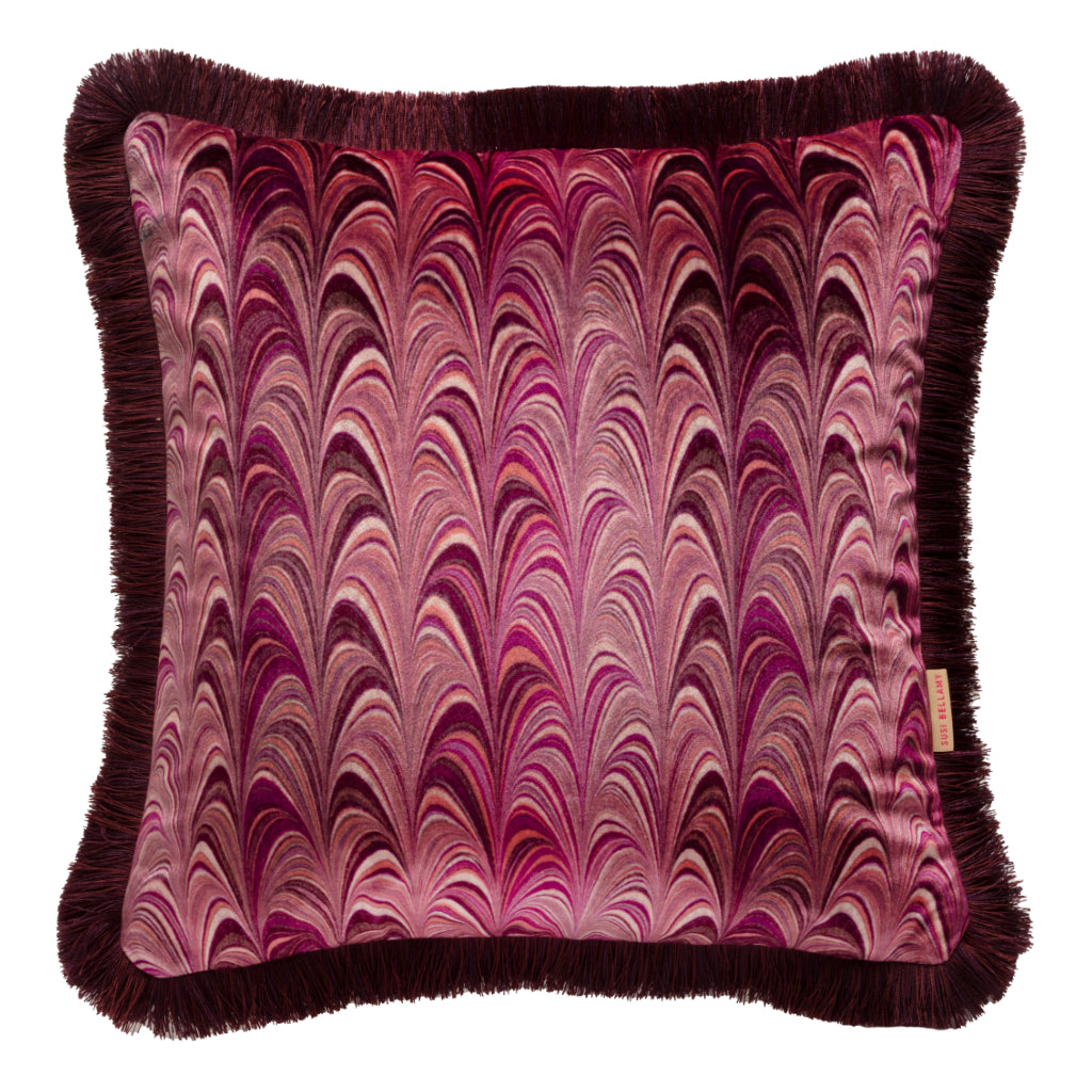 Ruched Orchid Comb Velvet Square Cushion
