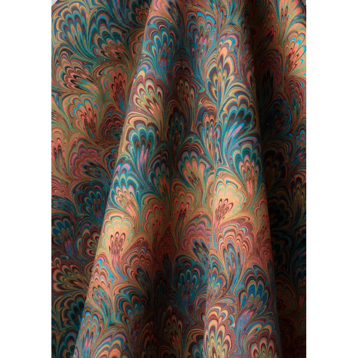 Teal Bouquet Linen Fabric