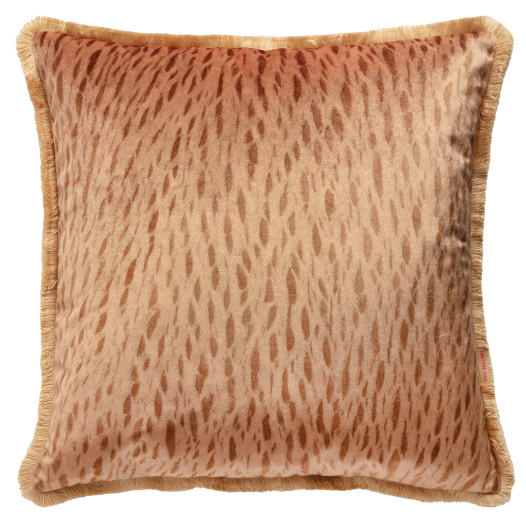 Wheat veneer fringed velvet extra large cushion