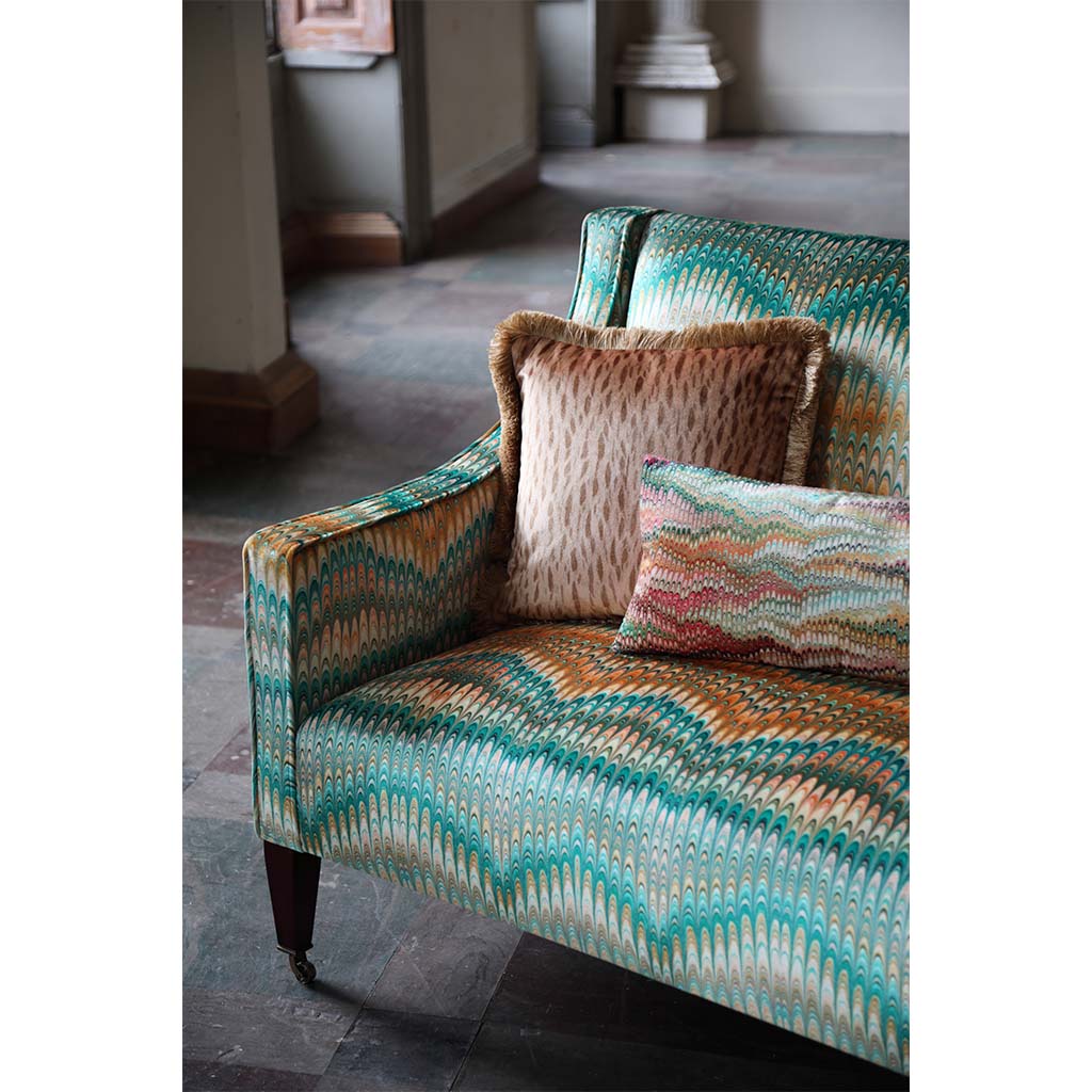 Ruched Wheat Veneer Velvet Square Cushion