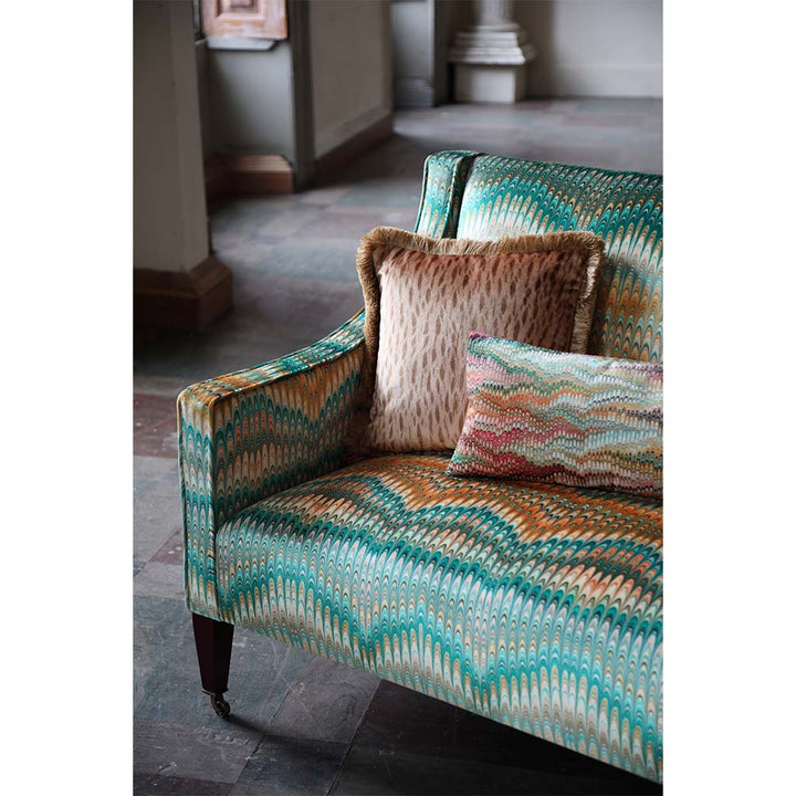Ruched Wheat Veneer Velvet Square Cushion
