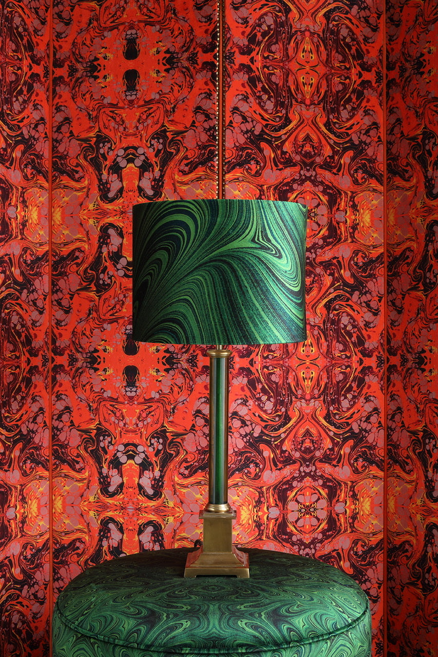 Malachite Marbled Velvet Lampshade