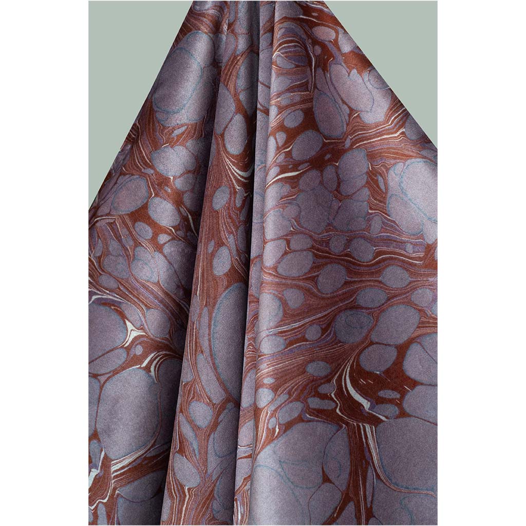 Mauve Organic Marbled Velvet Fabric