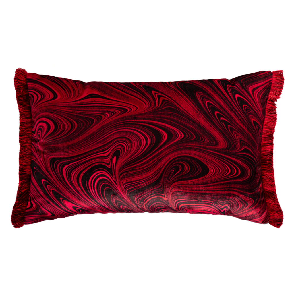 End Ruched Magenta Strata Velvet Large Oblong Cushion – susi