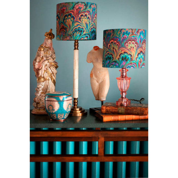 Teal Bouquet Silk Cotton Lampshade