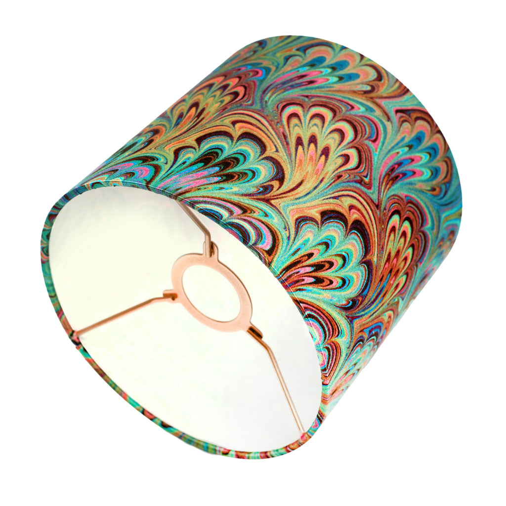 Teal Bouquet Silk Cotton Lampshade