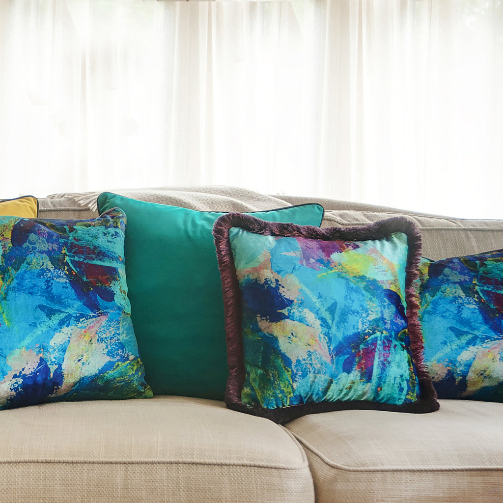 Jade Velvet Square Cushion