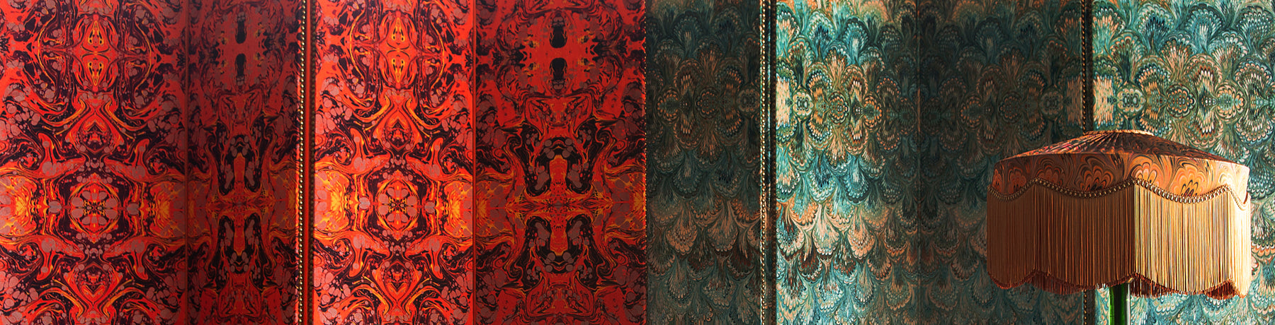 Velvet Upholstered Vintage Screens by Susi Bellamy