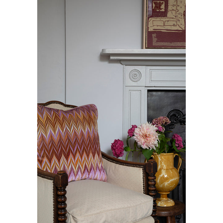 Honey Mustard Zig Zag Velvet Large Square Cushion
