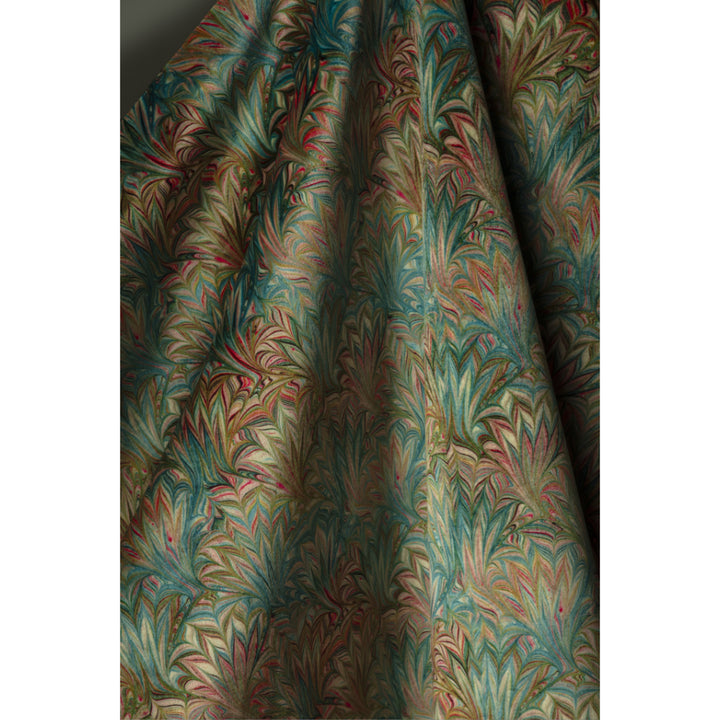 Turquoise Palm Velvet Fabric