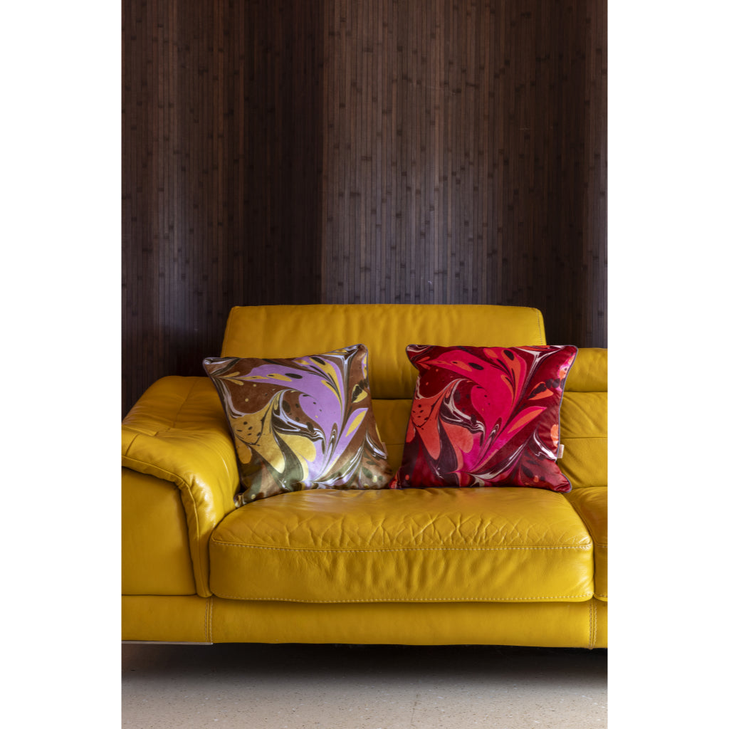 Indian Pink Placard Velvet Square Cushion