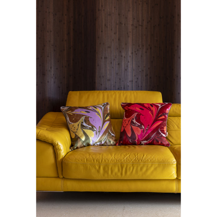 Indian Pink Placard Velvet Square Cushion