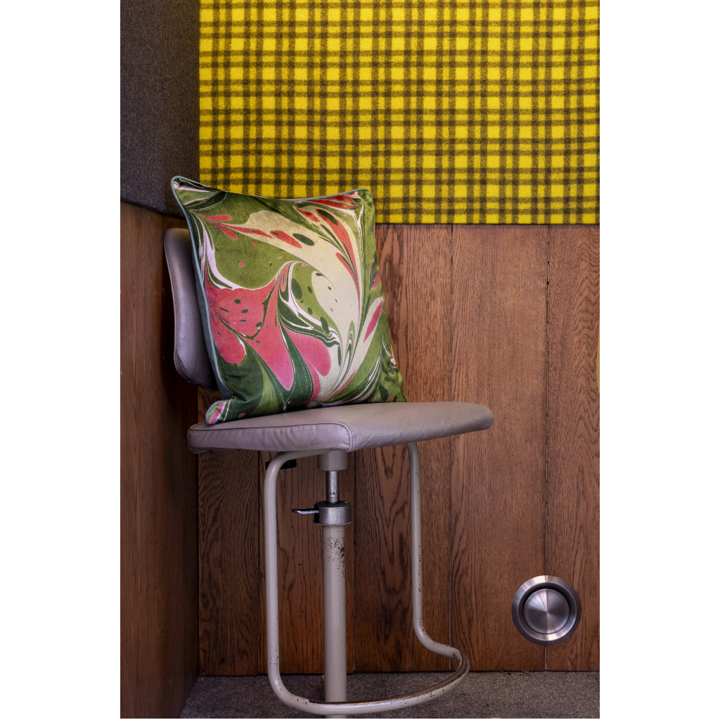 Grass Blush Placard Velvet Square Cushion