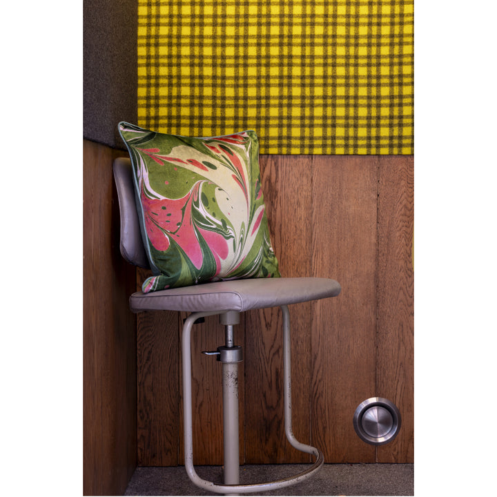 Grass Blush Placard Velvet Square Cushion