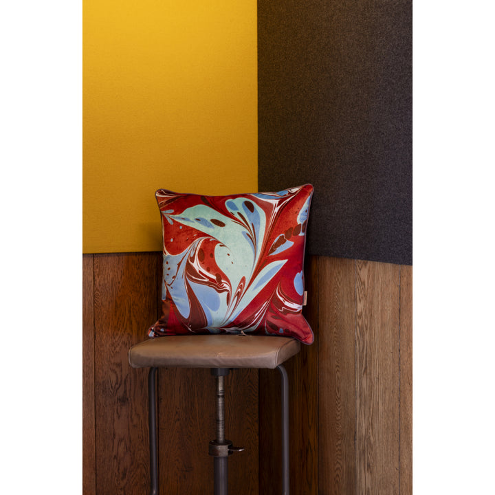 Brick Aqua Placard Velvet Square Cushion