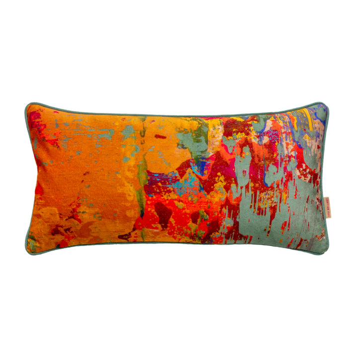 Grey Stucco Velvet Medium Oblong Cushion