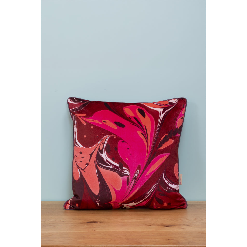 Indian Pink Placard Velvet Square Cushion