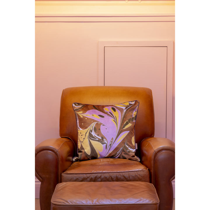 Honey Mustard Placard Velvet Square Cushion