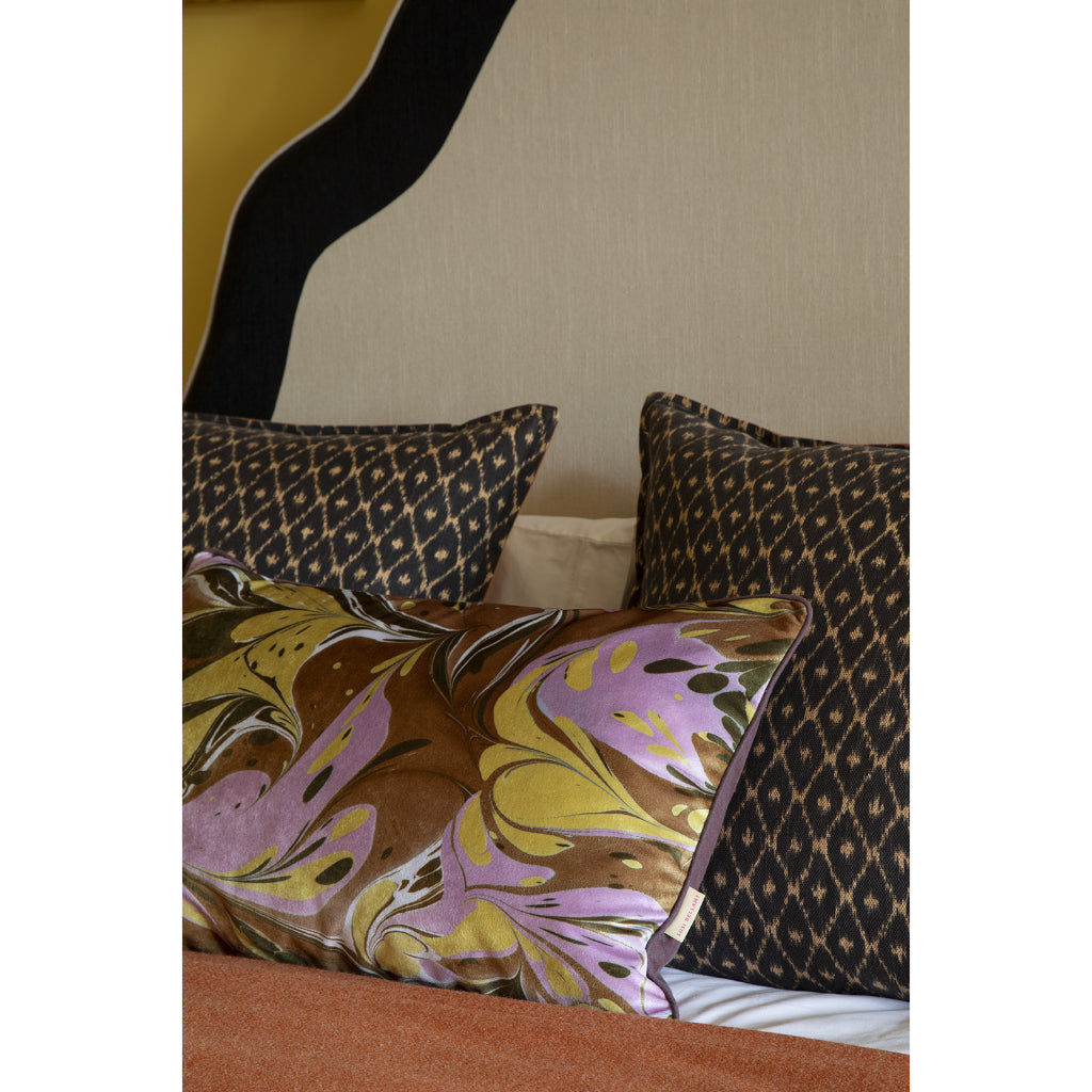 Honey Mustard Placard Velvet Large Oblong Cushion