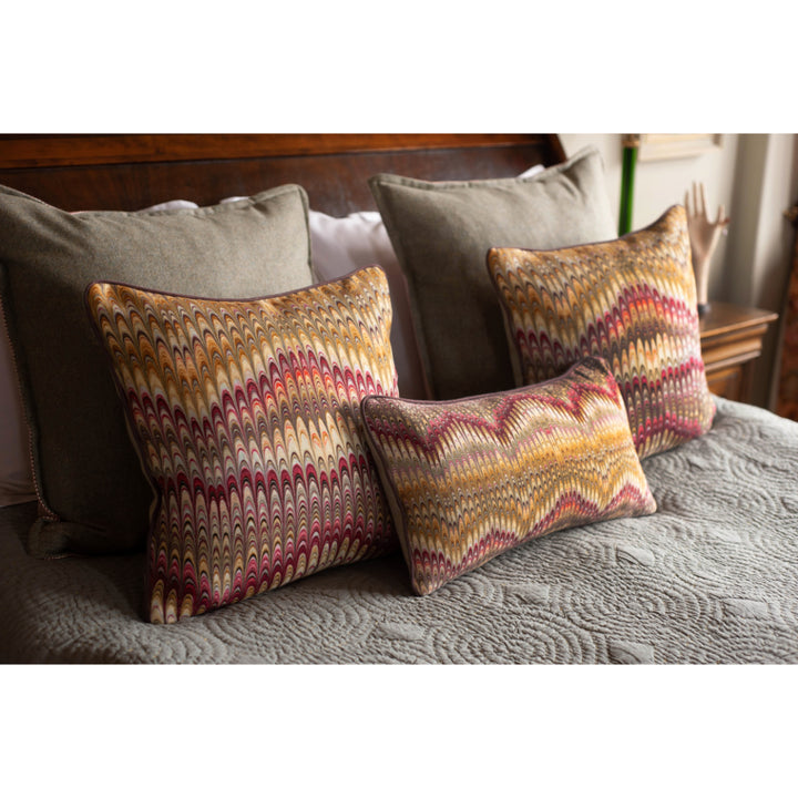 Dahlia Plumes Piped Medium Oblong Linen Cushion