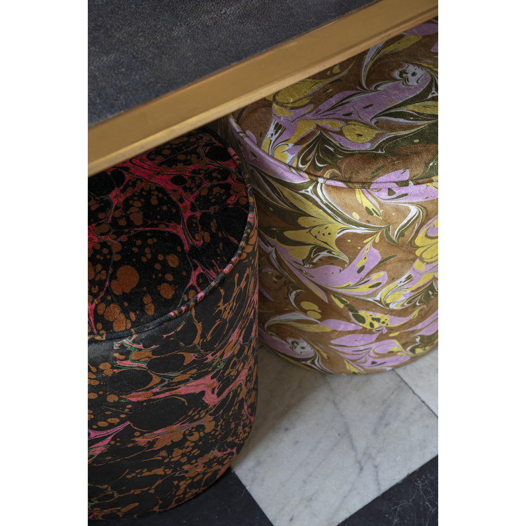 Honey Mustard Placard Velvet Stool