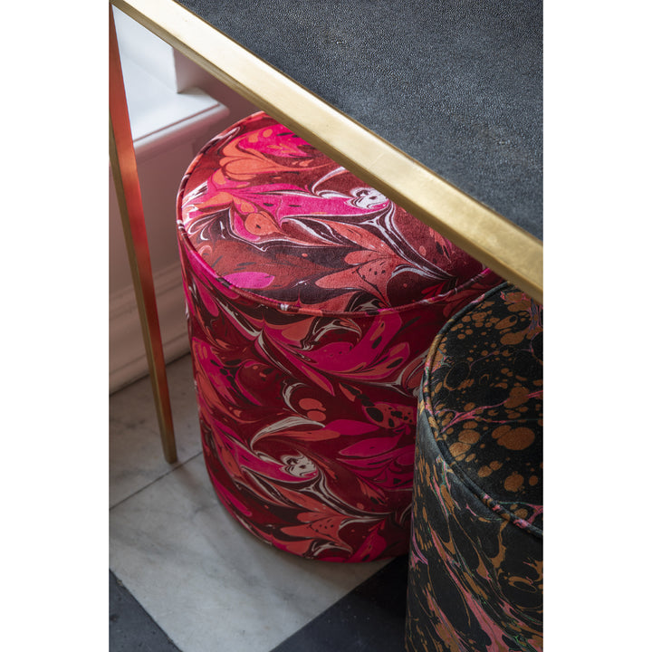Indian Pink Placard Velvet Stool