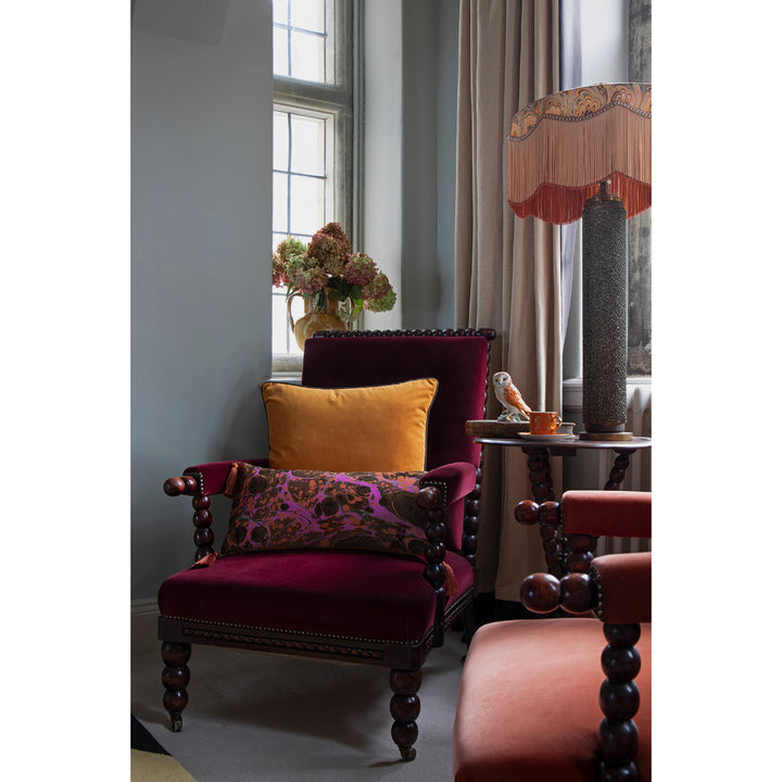 Tasselled Tobacco Marbled Medium Oblong Velvet Cushion