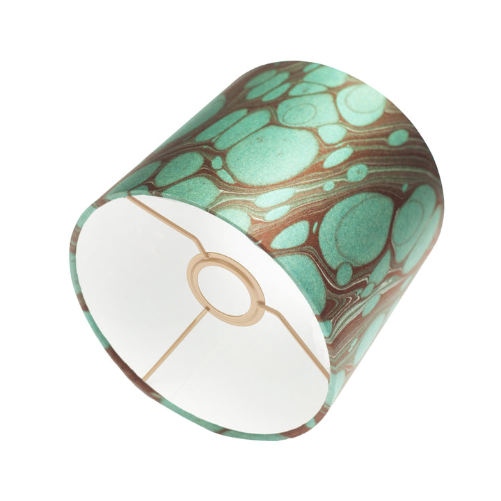 Dark Teal Marbled Silk Cotton Lampshade *Sample*
