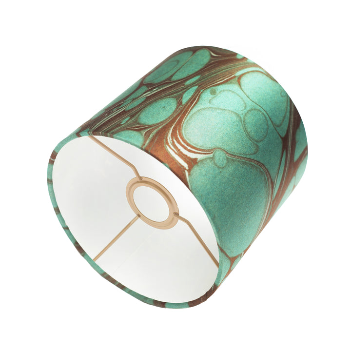 Dark Teal Marbled Silk Cotton Lampshade *Sample*