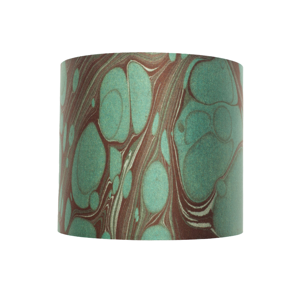 Dark Teal Marbled Silk Cotton Lampshade *Sample*